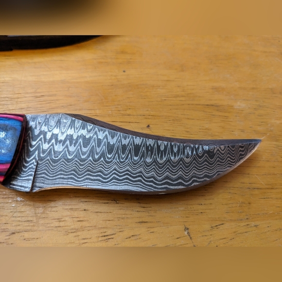 Damascus steel blade men's hunting skinner knife, T1-1865 - Picture 6 of 8